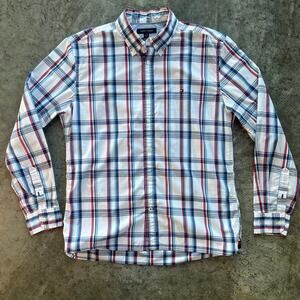 Tommy Hilfiger Plaid Button Down Shirt Large Preppy Old Money Aesthetic Custom